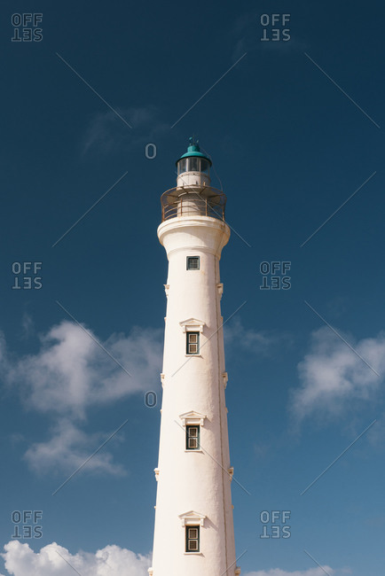 California Lighthouse on the northern end of Aruba peaking in sky