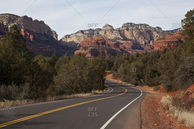Road through the desert of Sedona, Arizona, USA