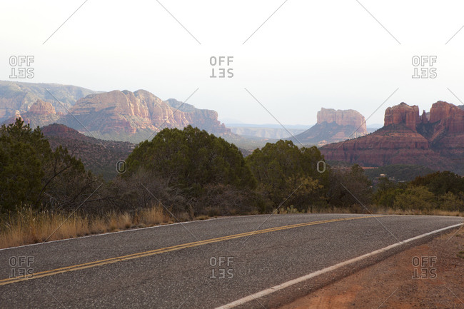 Road through the desert of Sedona, Arizona, USA