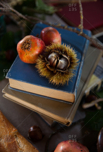 A rustic autumn tabletop arrangement