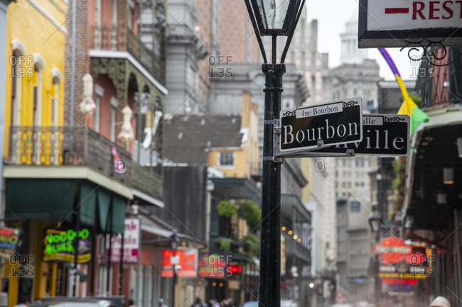 February 6, 2020: Bourbon Street, the epicenter of nightlife in the French Quarter of New Orleans, Louisiana, United States of America, North America