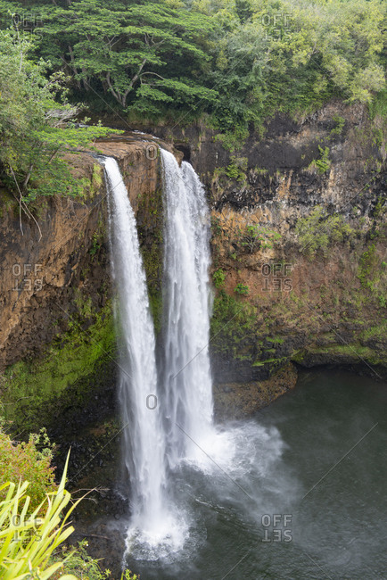 Wailua Falls on Kauai in the spring, Kauai, Hawaii, United States of America, North America