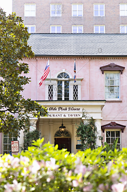 Savannah Georgia - March 7, 2019: The Olde Pink House restaurant exterior