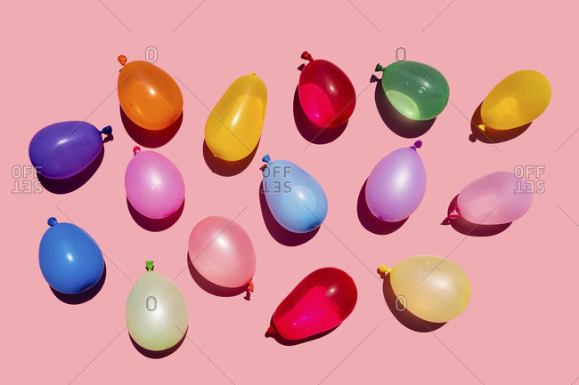 Studio shot of bunch of colorful water balloons