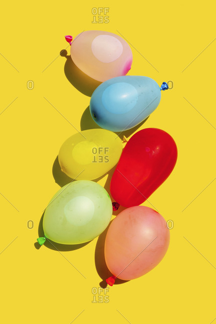 Studio shot of bunch of colorful water balloons