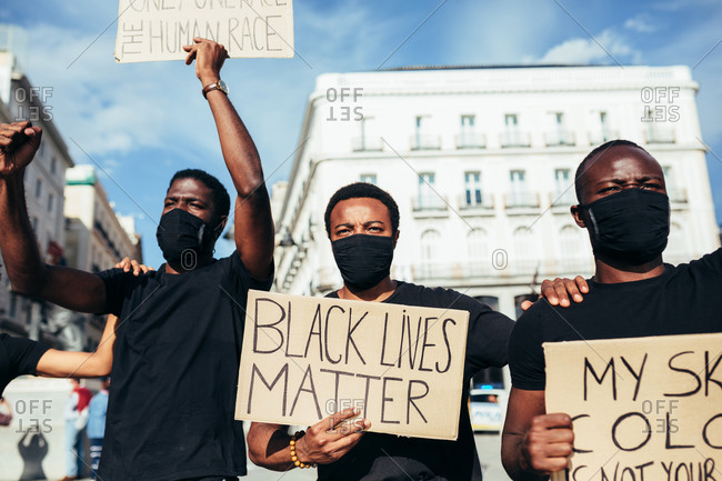 People protesting at a rally for racial equality. Black Lives Matter.