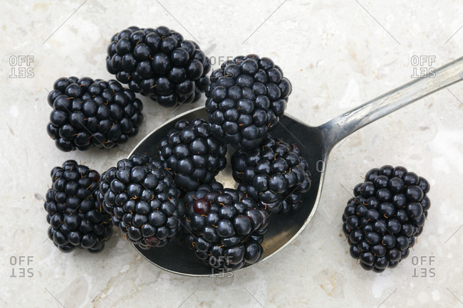 Blackberries, spoon