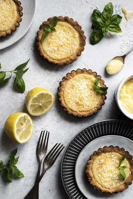 Lemon And Coconut Tartlets overhead view