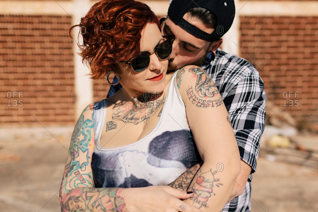 Happy Couple with Tattoos in Lingerie · Free Stock Photo