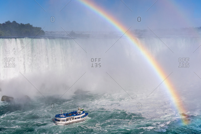 January 25, 2020: Double rainbow, Horseshoe Falls, Maid of the Mist, Niagara Falls, Ontario, Canada, North America