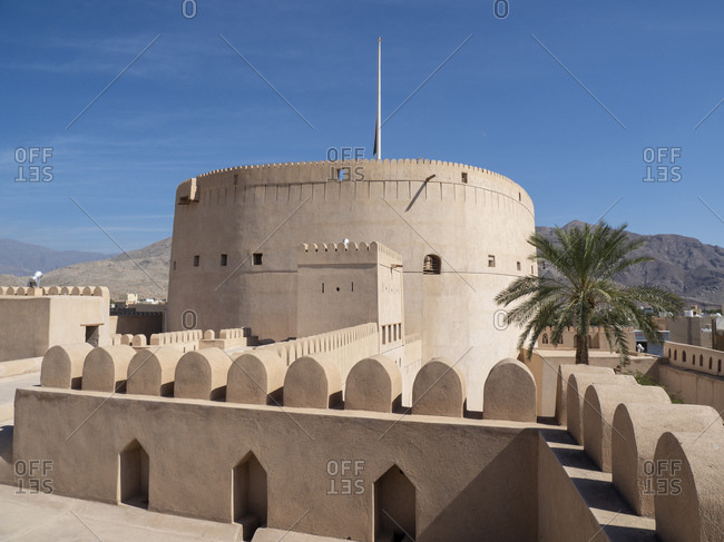 February 1, 2020: Inside the Nizwa Fort, Nizwa, Sultanate of Oman, Middle East