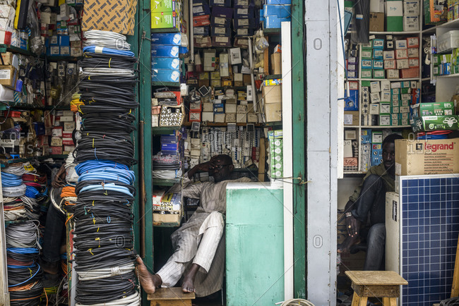 March 23,  2016: Street shops and markets, Dakar, Senegal