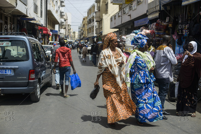 March 23,  2016: Street shops and markets, Dakar, Senegal