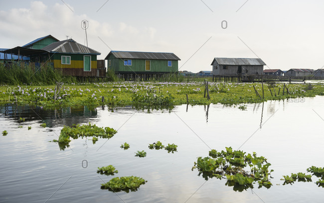 The floating village of Ganvie, Benin, Africa The floating village of ...