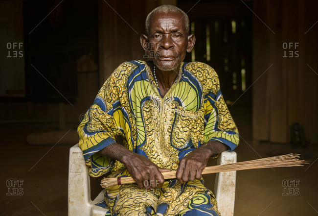 September 21,  2015: Older man of the equatorial rainforest, Gabon, Central Africa