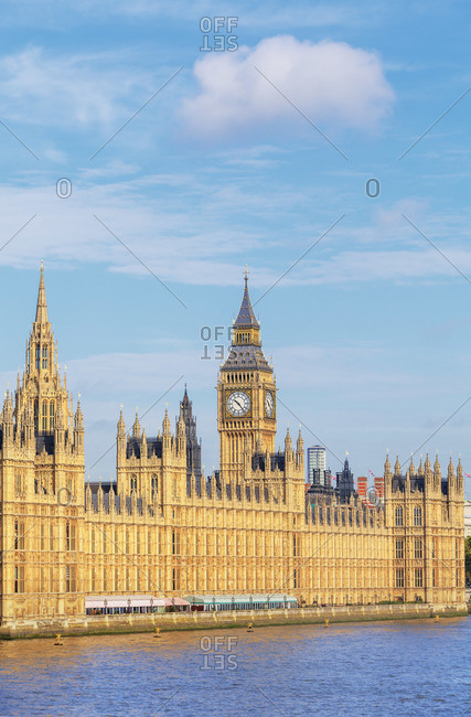 The view of the London Eye, River Thames and Big Ben from the Golden  Jubilee Bridge stock photo - OFFSET