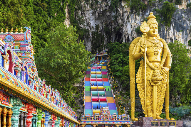 Malaysia - January 10, 2020: Sri Subramaniar Swamy Temple, Batu Caves, Kuala Lumpur, Malaysia