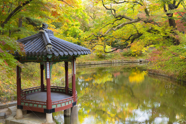 South Korea - October 29, 2019: Secret Garden in Changdeokgung Palace (UNESCO World Heritage Site), Seoul, South Korea