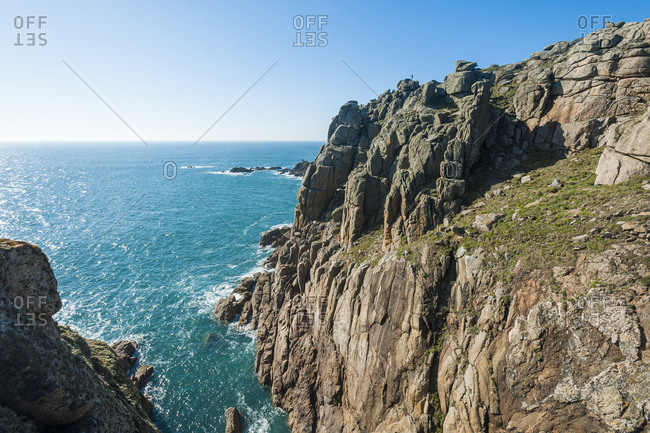 Dramatic Cornish coastline near Land's End at the westernmost part of the British Isles