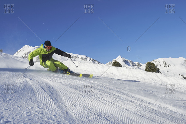 Skier skiing, Kuhtai, Austria - Offset
