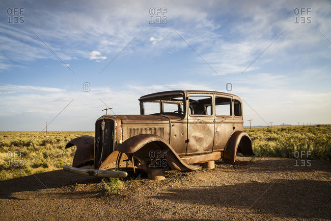 January 1, 1970: Vintage Car, Painted Desert, Historic Route 66, Arizona, USA