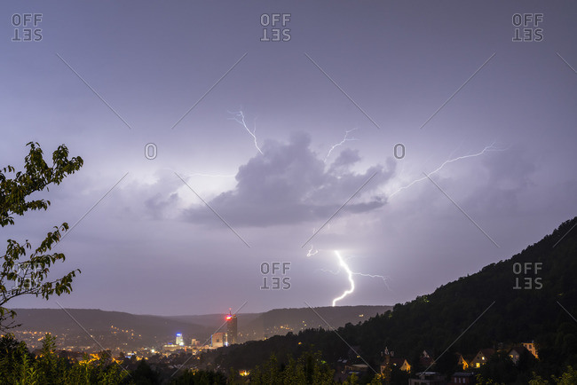 Thunderstorm over Jena, Thuringia, Germany