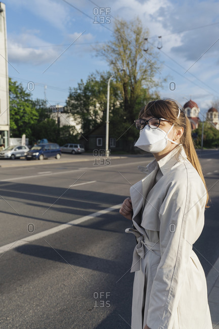 Woman wearing face mask in the city