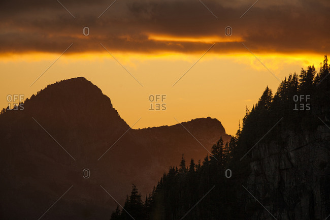 Sunset in the Coast Mountain Range, British Columbia, Canada.