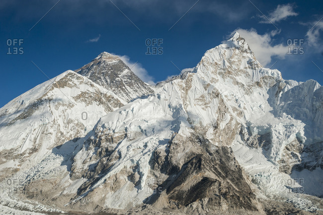 Everest, Nuptse and Lhotse seen from the top of Kala Patar in Everest region of Nepal