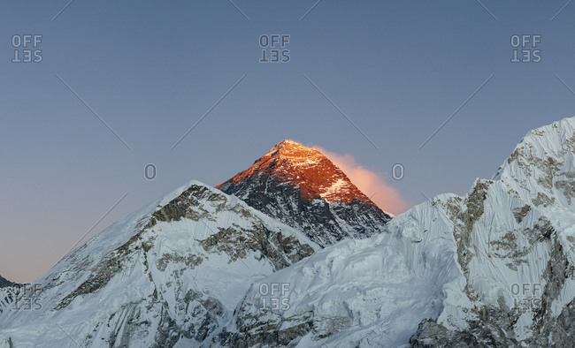Everest, Nuptse and Lhotse seen from the top of Kala Patar in Everest region of Nepal