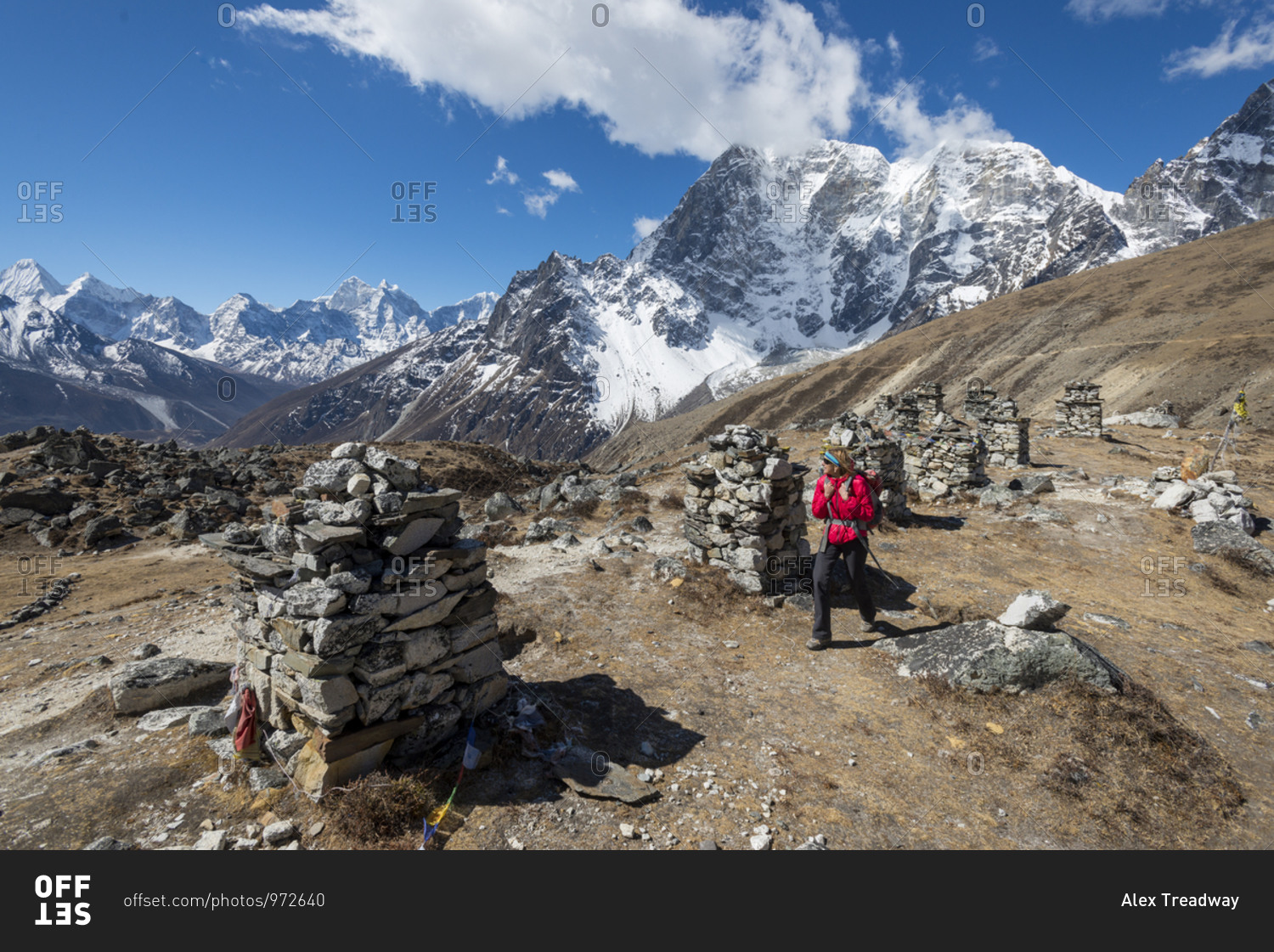 A woman makes her way up to Everest base camp in the Khumbu region of Nepal