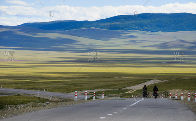 Cycling in the Mongolian steppe, Mongolia
