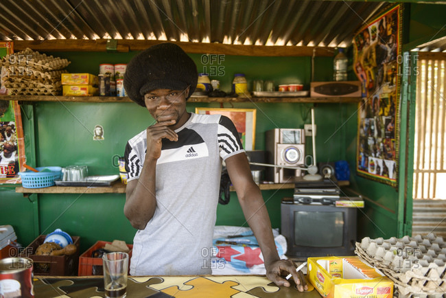 December 12, 2015: Street coffee shop, Burkina Faso