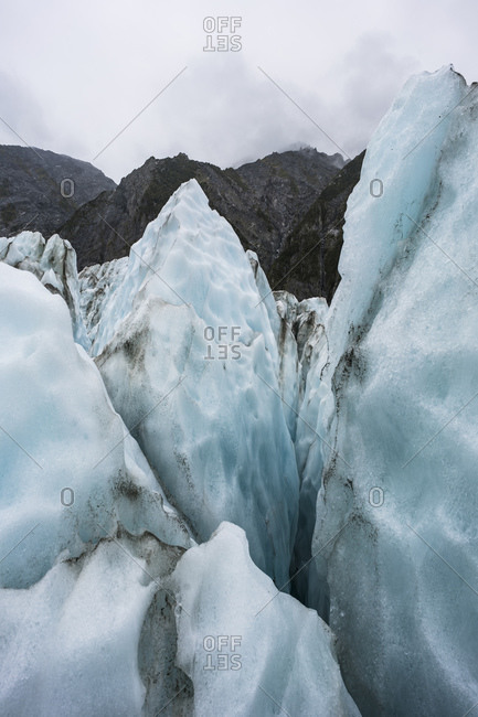 Rugged, dangerous glacier landscape, Franz Josef Glacier, New Zealand