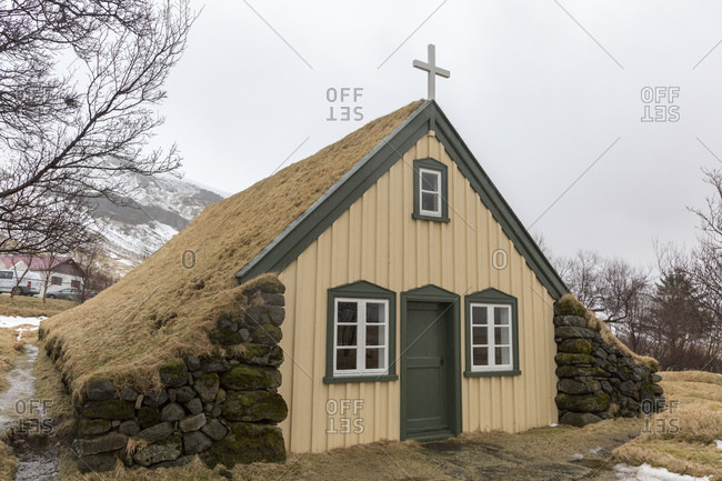Hofskirkja, peat church near the Skaftafell National Park in southeast Iceland