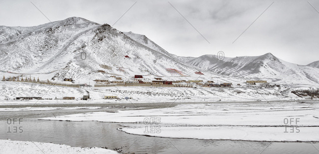 Tibetan Buddhist monastery village on the Tibetan Plateau, Sichuan Province, China