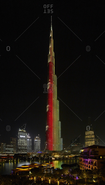 August 29, 2015: National Day light show, Burj Khalifa, Dubai, United Arab Emirates