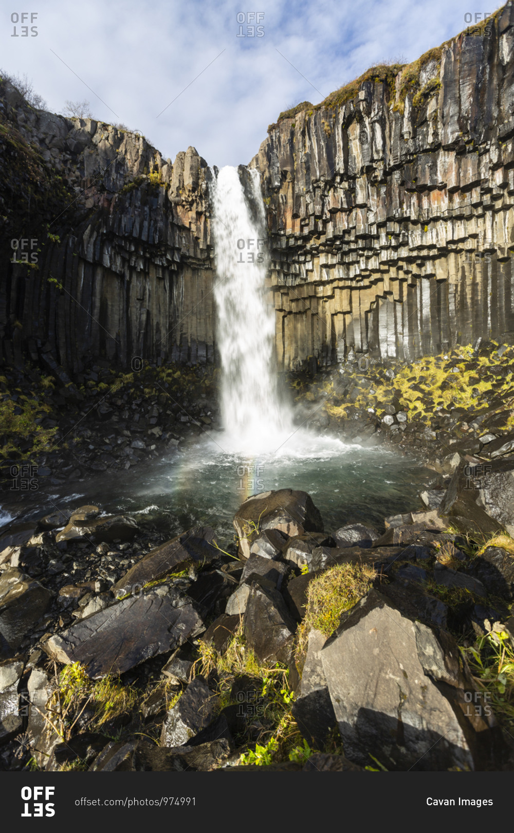 Beautiful shot of Svartifoss waterfall in Iceland.