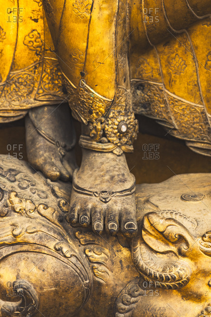 Part of weathered statue, Bhaktapur, Nepal