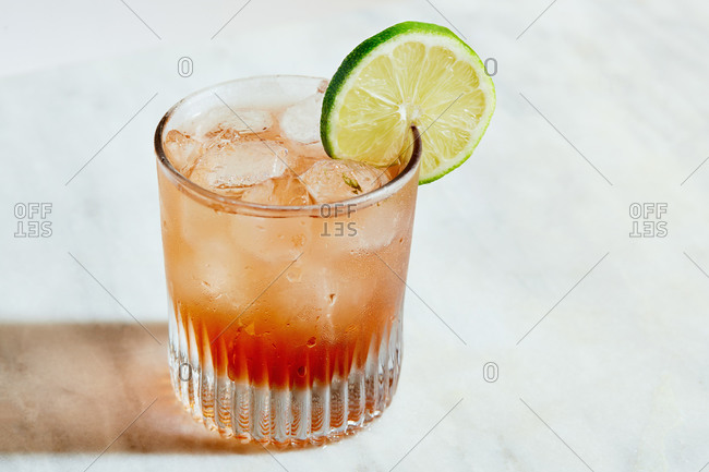 Vodka cranberry cocktail with lime
