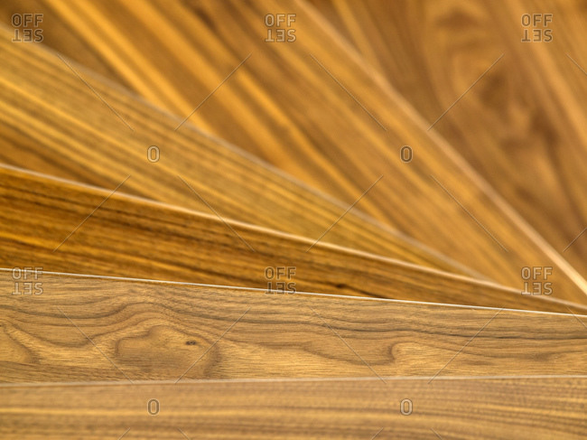 Close-up of pattern on wood stairway