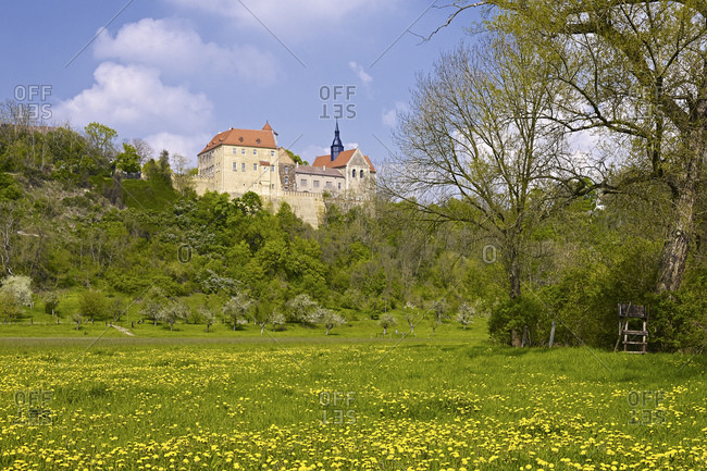 Goseck Castle above the Saale Valley, Goseck near Freyburg, Burgenlandkreis, Saxony-Anhalt, Germany, Europe