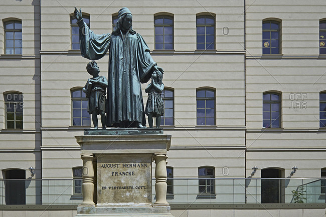 July 6, 2014: Francke monument in the Francke Foundations in Halle / Saale, Saxony-Anhalt, Germany