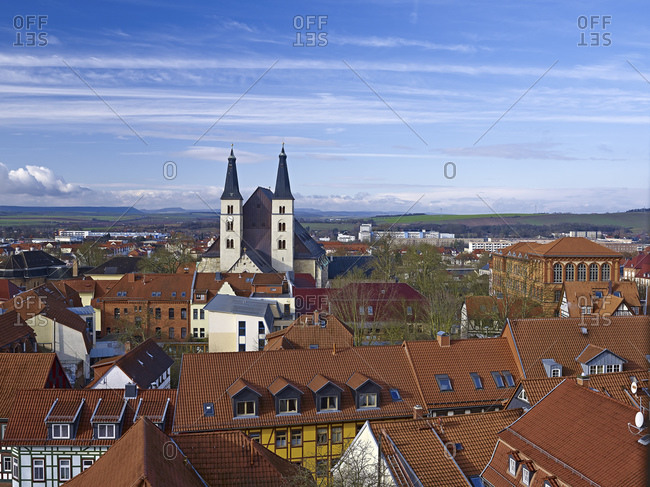 Nordhausen Cathedral to the Holy Cross above the old town, Nordhausen, Thuringia, Germany