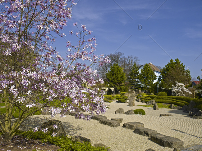 April 3, 2014: Japanese garden in Bad Langensalza, Thuringia, Germany, Europe