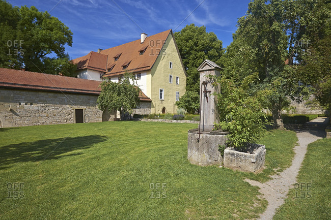Monastery and herb garden at the Reichsstadtmuseum in Rothenburg ob der Tauber, Bavaria, Germany
