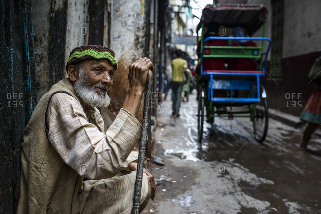 March 11, 2014: Old man in the streets of Old Delhi, India