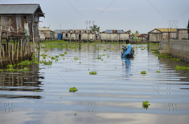 Residents of the floating village of Ganvie, Benin, Africa