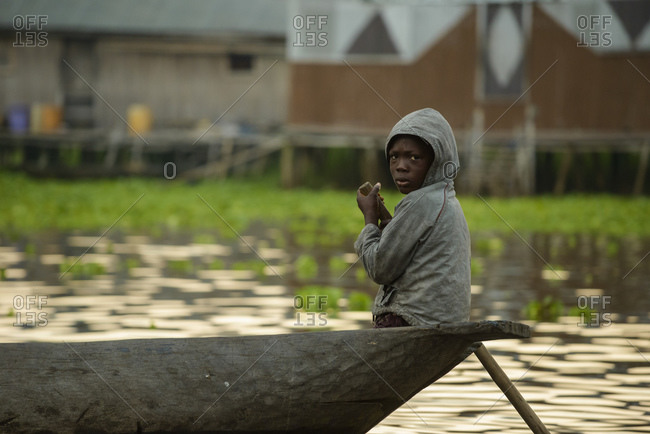 November 28, 2015: Residents of the floating village of Ganvie, Benin, Africa