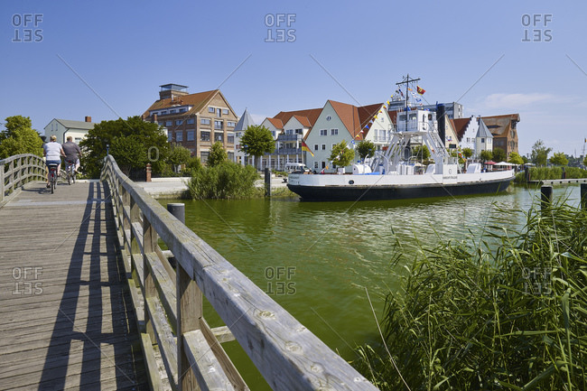 July 24, 2016: Museum harbor with steam ferry Wolgast, Wolgast, Mecklenburg-West Pomerania, Germany